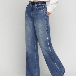 Marona Belle Studded Blue Denim Straight Jeans